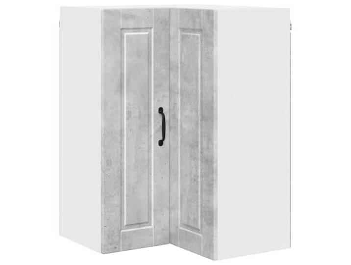 fsahslih Wand-Eckschrank Porto Beton-Grau 57x57x80cm Holzwerkstoff Platzsparender Eck-Hängeschrank für Küche und Esszimmer mit 2 Türen und 3 geräumigen Fächern für Vorräte