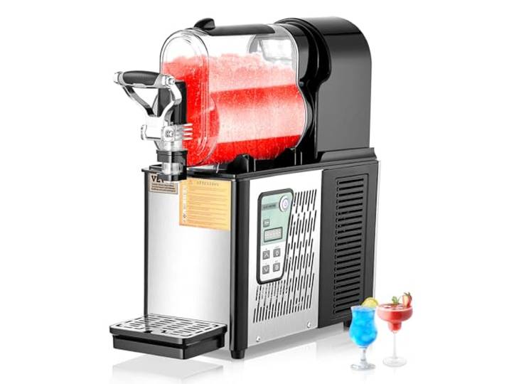 VEVOR kommerzielle Slusheis Maschine 3 L Einzeltank-Maschine für gefrorene Getränke, 12 Tassen Edelstahl Slush-Eis-Maschine mit Tastenfeld Softeis Maker für Partys Restaurants Cafés Bars Schwarz