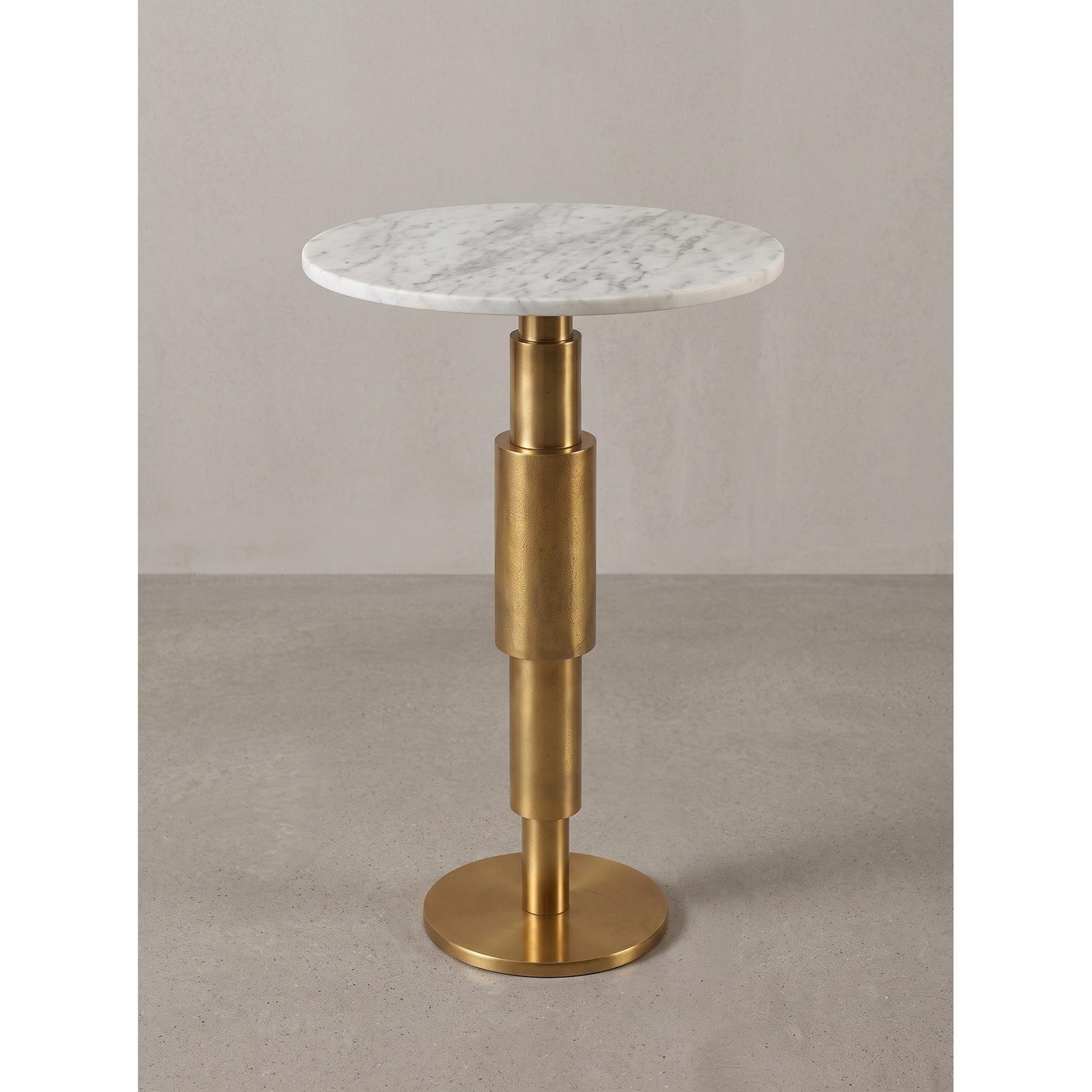 Beistelltisch Marmor Weiß-Gold Ø 37x59 cm - ESLA Kadima Design