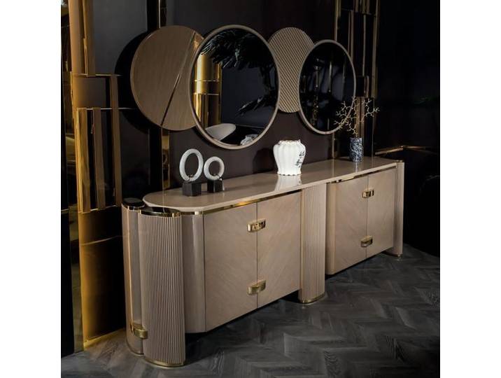 JVmoebel Konsolentisch Sideboard mit Spiegel Luxus Design Wohnzimmer Möbel Metall, Made in Europa