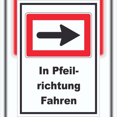 HB-Druck In Pfeilrichtung fahren rechts Symbol und Text Aufkleber A4 (210x297mm)