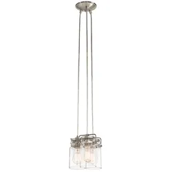 Pendelleuchte Deckenlampe Hängeleuchte Stahl Glas Nickel D 21,6cm Esszimmerlampe