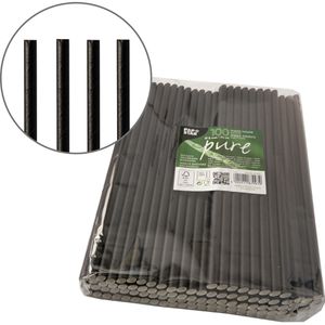 Papstar Strohhalme 87982 pure, schwarz, aus Papier, Länge 25cm, 100 Stück
