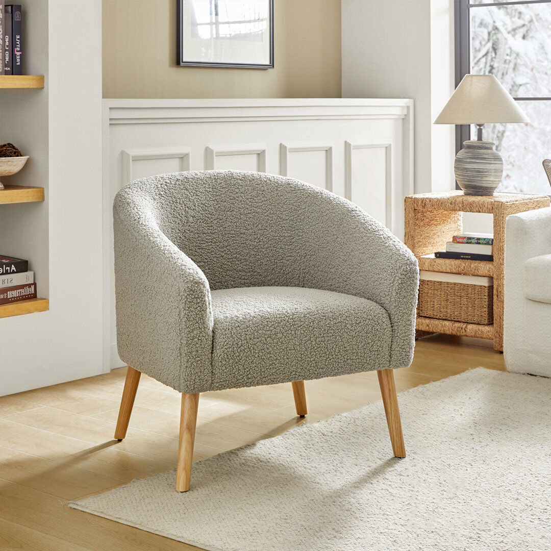 Ophelia & Co. Briggitte Modern Boucle Armchair Grey 77.47cm H X 78.74cm W X 71.12cm D
