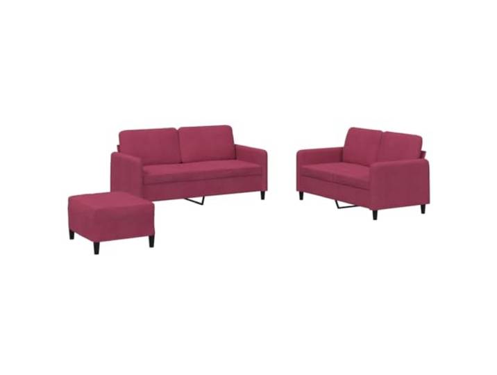 Makastle 3er Set Sofa Couchgarnitur Weinrot Samt