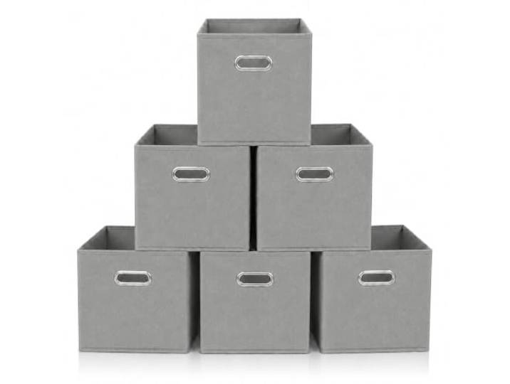 Kongming Kallax Einsatz 6er Set boîte de rangement en tissu avec poignée pliable 28x28x28 cm Coffres pour étagère Kallax\, étagère cube\, étagère à niveaux (Gris clair)