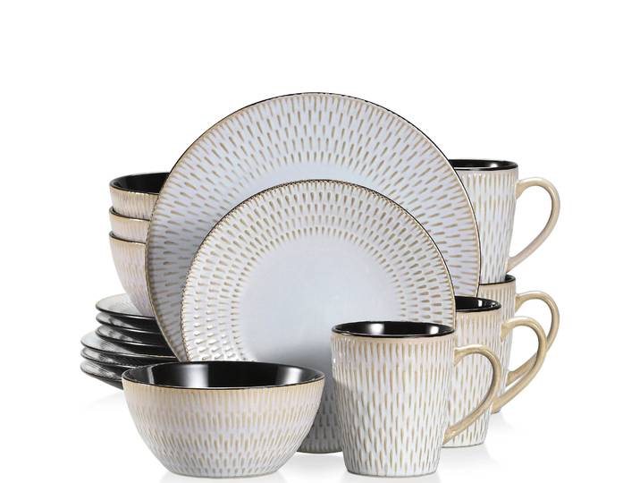 Wars CASBUCPLUCalculator-Service de Service en Grès Gaufré, Assiette à Dessert, Filles à Soupe, Tasse pour 4/32/48, 16/8/12 Pièces