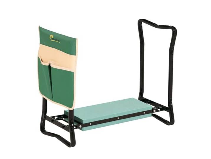 Outsunny Tuinkruk, opvouwbaar, kniekruk, tuinstoel, met kussen, opbergtas, gereedschap, groen