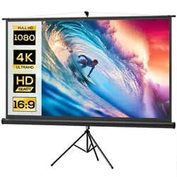 Helloshop26 - Stativ-Projektionswand 235.8 x 136 cm Kino und Präsentation Format 16:9 Wohnzimmer Büro modern aus schwarzem 21_0000018
