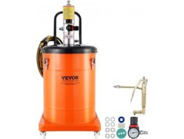 VEVOR Fettpumpe 40L Luftbetriebene Fettpumpe 0,6–0,8 MPa Aluminiumdruckguss-Pumpe -20-100℃ Betriebstemperatur, Pneumatische Fettpumpe NPT-Anschluss Schmierfettpumpe Geeignet für 0-3# Fett