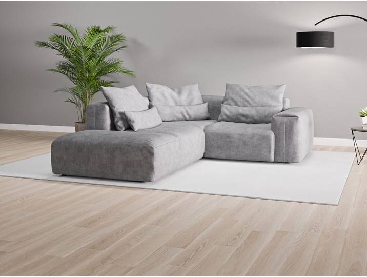 Ecksofa Denver Nr. 3 links - Grau (Dunkelgrau) - Cordstoff