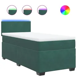 vidaXL Boxspringbett mit Matratze Dunkelgrün 100x200 cm Samt