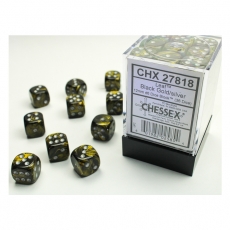 Chessex Würfel - 12mm - Leaf Black Gold/silver (Würfelset 36 x W6) 292678