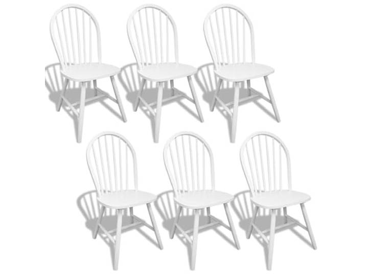KUTYWEXFM Esszimmerstühle 6er Set Weiß Massivholz Kautschukholz Stabiles 6er Set aus Kautschukholz für Küche und Esszimmer mit ergonomischer Rückenlehne und bis zu 110 kg Belastbarkeit.