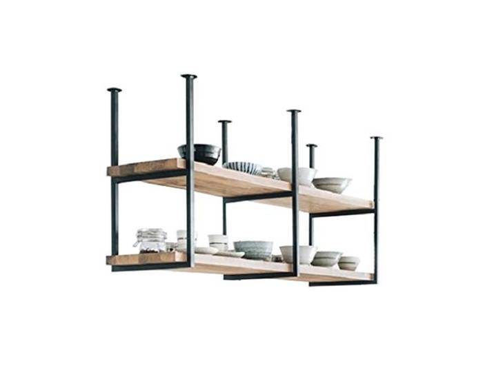 DSVONAUS Retro Industrie LOFT Restaurant Eisen Massivholz Deckenregal, 2 Etagen Regale Regal/Bar Hängende Dekoration Lagerregal 120 × 30 × 60 cm