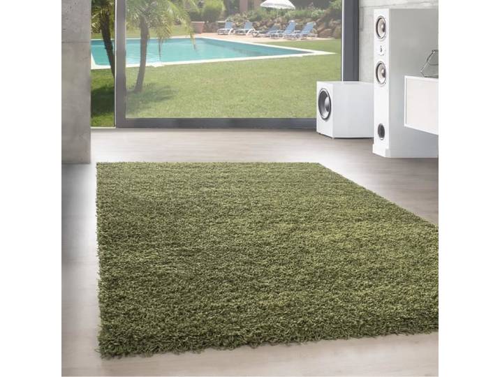Tapis Shaggy Uni Vert - Marque - 240x340 cm - Synthétique - Salon