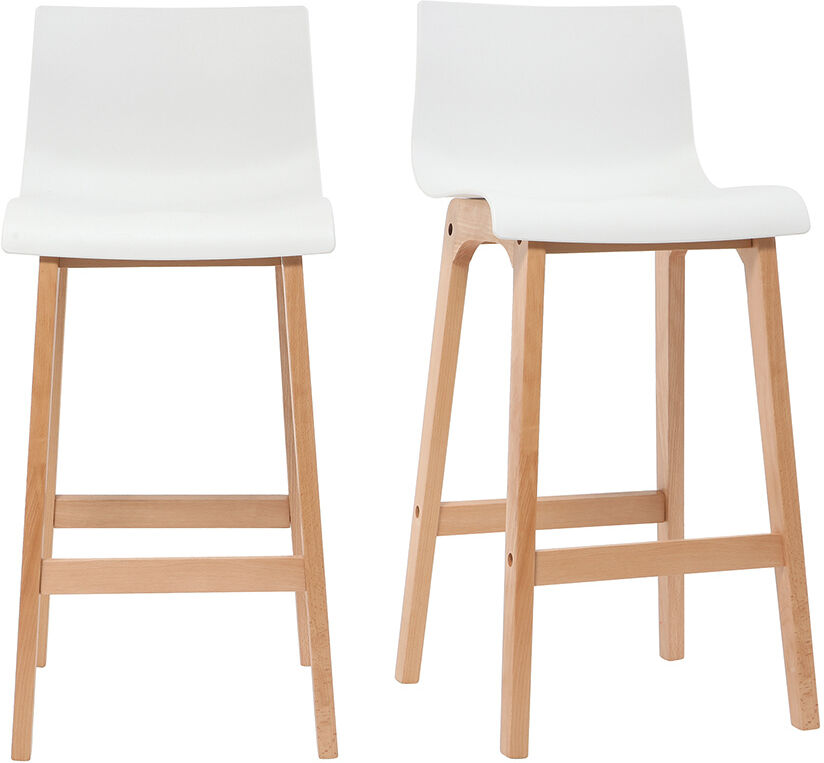 Miliboo Design-Barhocker Holz und Weiß 65 cm 2 Stck. NEW SURF