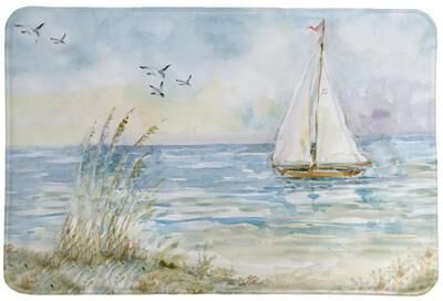 Laural Home Coastal Sanctuary Sailboat Memory Foam Rug - Multi