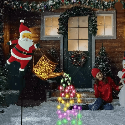 Inspire Essentials Santa Solar Kettle Garden Light Outdoor Christmas LED Decor c
