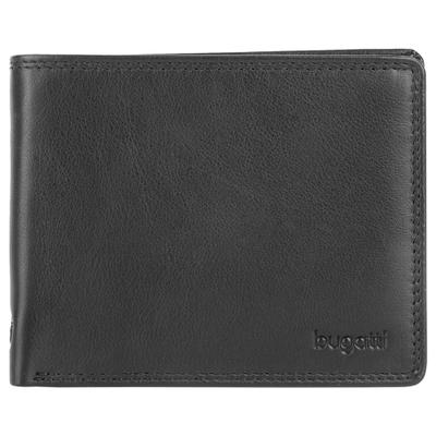 Geldbörse BUGATTI "BUGATTI Herren, Damen SIMBIOSI echt Leder", Damen, schwarz, Leder, beschichtet, leicht glänzend, Kleinlederwaren, echt Leder