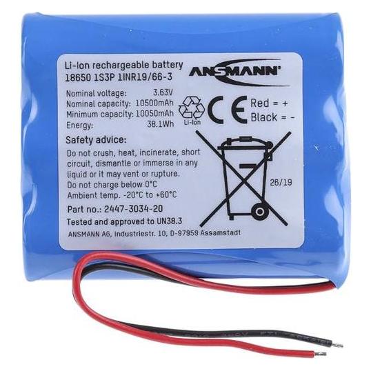 Ansmann Li-Ion Battery Pack 1S3P (1 Stk., 18650, 10500 mAh) (2447-3034-20-520)