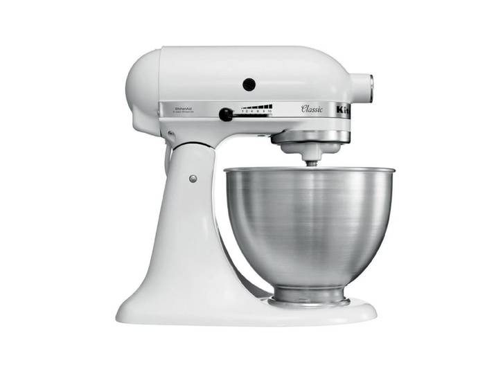 KITCHENAID Küchenmaschine Classic 5K45SSSWH , weiss (weiß), B:35,8cm H:35,3cm T:22,1cm, Küchenmaschinen, Küchenmaschine mit kippbarem Motorkopf, Küchenmaschine