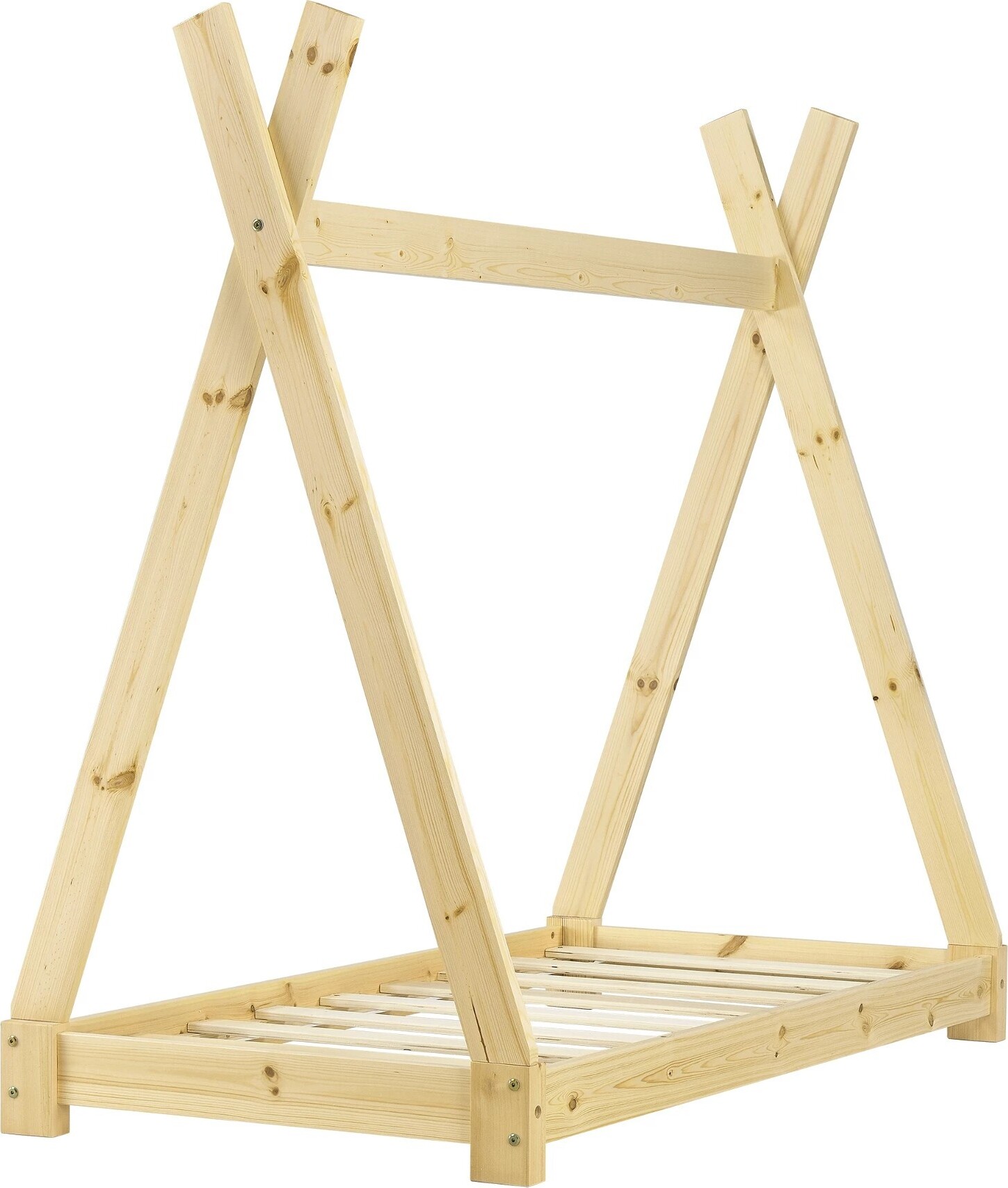 In And OutdoorMatch Kinderbett Elenor - Tipi - mit Lattenrost und Matratze - 70 x 140 cm - holzfarben - Jungenbett - Mädchenbett - modernes Design