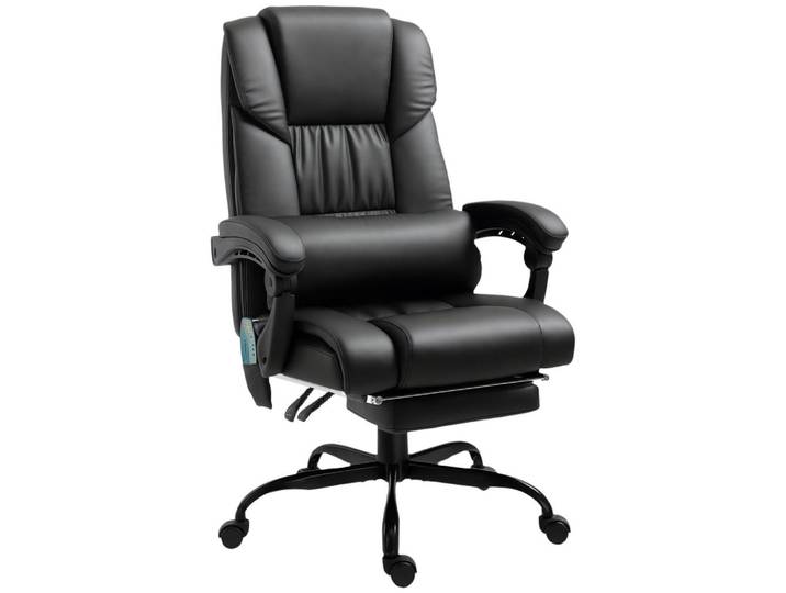 Vinsetto Bürostuhl Kunstleder Schwarz, Kunststoff, Füllung: Schaumstoff,Schaumstoff, Sternfuß, 75x122x66 cm, Büromöbel, Bürostühle, Drehstuhl