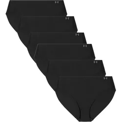 UNDER ARMOUR Damen Bikini-Slip, 6er Pack - Pure Stretch No Show Bikini, elastisch, einfarbig Schwarz / L