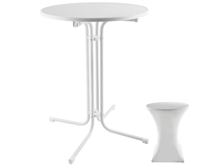 tectake Stehtisch Eren, bodenschonende Kunststofffüße & Ausgleichsschraube, weiß, Weiß, Sprichwort/Zitat, 90x110x90 cm, Esszimmer, Barmöbel, Bartische