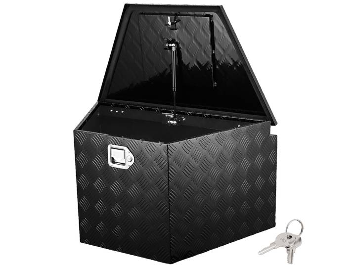 SucceBuy Boîte à languettes de remorque, coffre à outils de boîte à languettes en plaque de diamant en alliage d'aluminium, rangement de boîte de remorque robuste pour camionnette