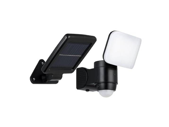 Eglo Applique murale extérieure LED Casabas\, 1 flamme\, détecteur de mouvement\, plastique noir\, projecteur solaire\, IP44