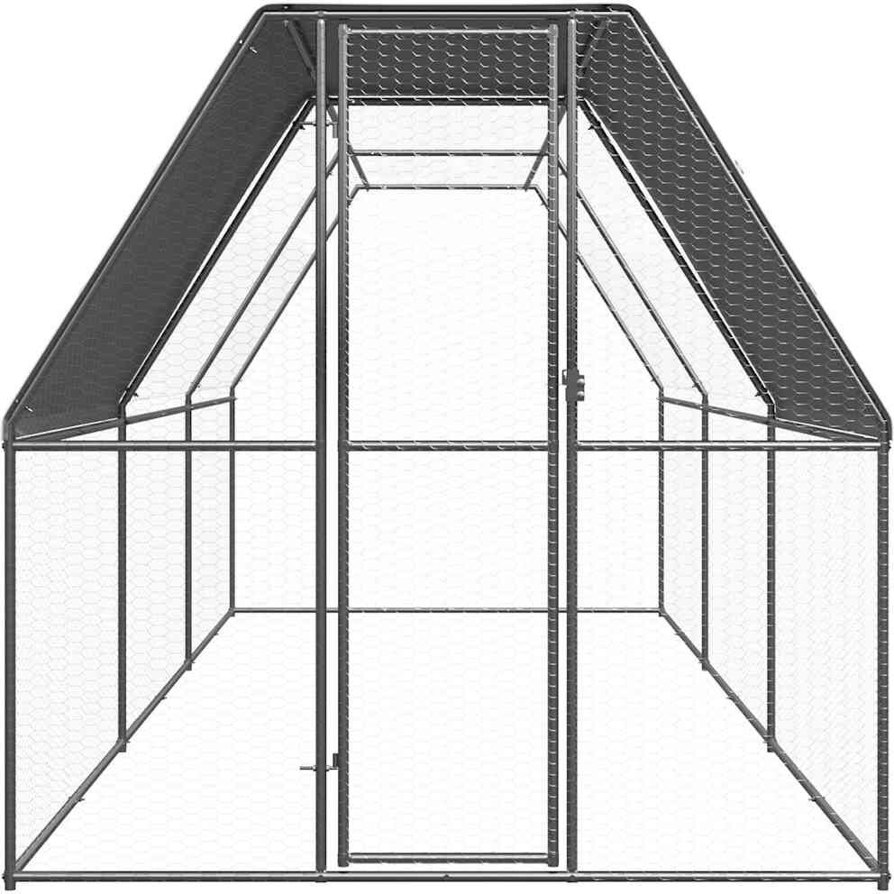 vidaXL Jaula gallinero de exterior de acero galvanizado 2x6x2 m Plateado