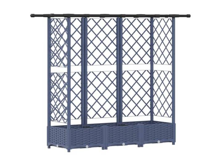 RJPLMFV Hochbett mit Gitter und Dach grau, 164 x 40 x 121 cm, Polypropylen Integrierte Entwässerung, einfache Montage, einfache Pflege, für Kletterpflanzen auf Terrasse oder Balkon