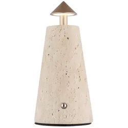 Tischleuchte Leselampe Beistelllampe Travertin Stein Grau LED Touchdimmer H 25cm