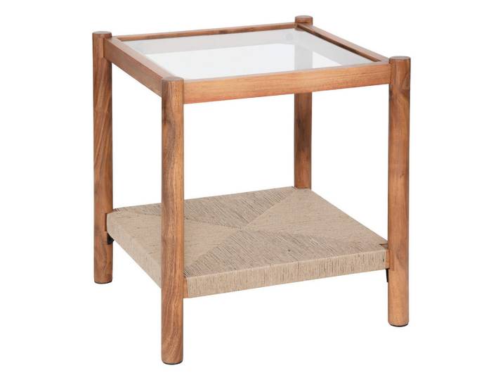 Atmosphera Createur d´interieur Holztisch mit Glasplatte Apala Braun 50/50/55 cm, Holz, 50x55x50 cm, Wohnzimmer, Wohnzimmertische, Beistelltische
