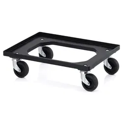ESD Transportroller, schwarz, für 600 x 400mm Kisten , 4 Lenkrollen