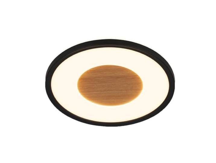 BRILONER - LED Deckenlampe mit Holzdekor, indirektes Licht, 3.000K warmweiß, Lampe, Deckenleuchte, Wohnzimmerlampe, LED Panel, Küchenlampe, Deckenbeleuchtung, 29x3 cm, Schwarz
