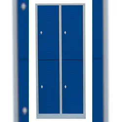 4er Spind Garderobenschrank Kleiderspind Spindschrank 180x80x50cm grau/blau 523221