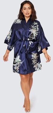 KIM + ONO Yuri Plus Size Washable Silk Kimono Robe - Short   KIM+ONO - midnight (final sale) / plus size