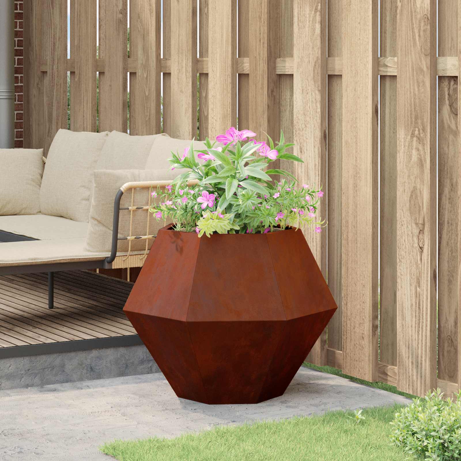 vidaXL Jardinière Rouillé 75 x 75 x 60 cm Acier patiné