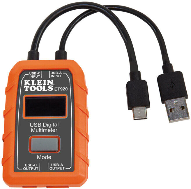 Klein Tools Multimètre numérique USB avec tensions USB A et USB C, écran LCD (ET920)