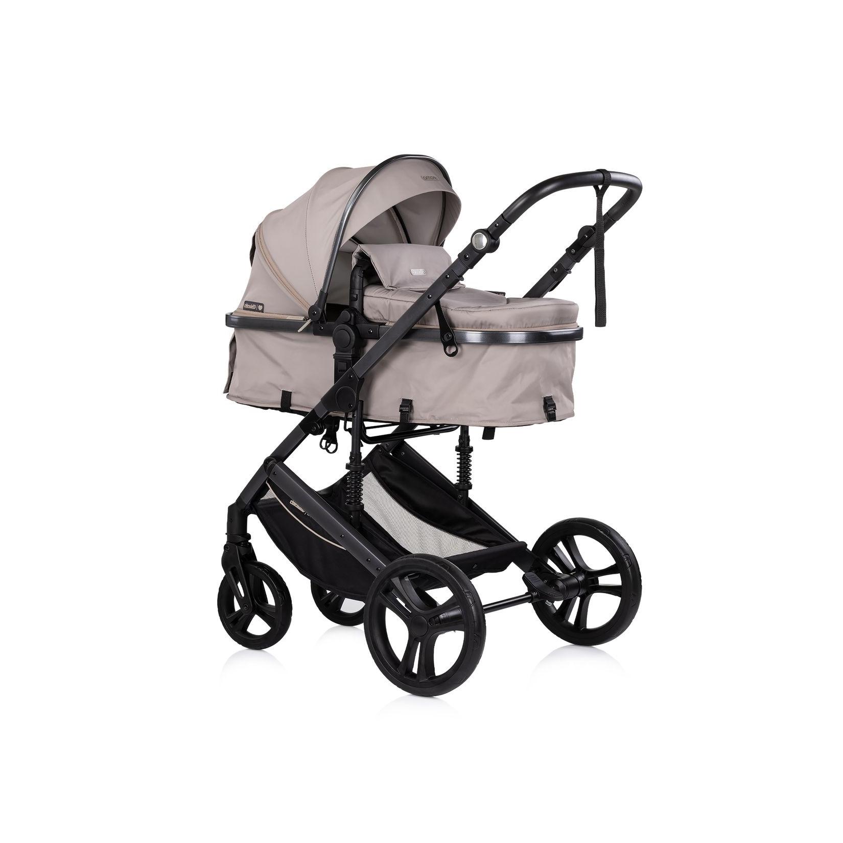 Chipolino Kinderwagen 2 in 1 Amore Getränkehalter Wickeltasche Fußabdeckung Korb braun