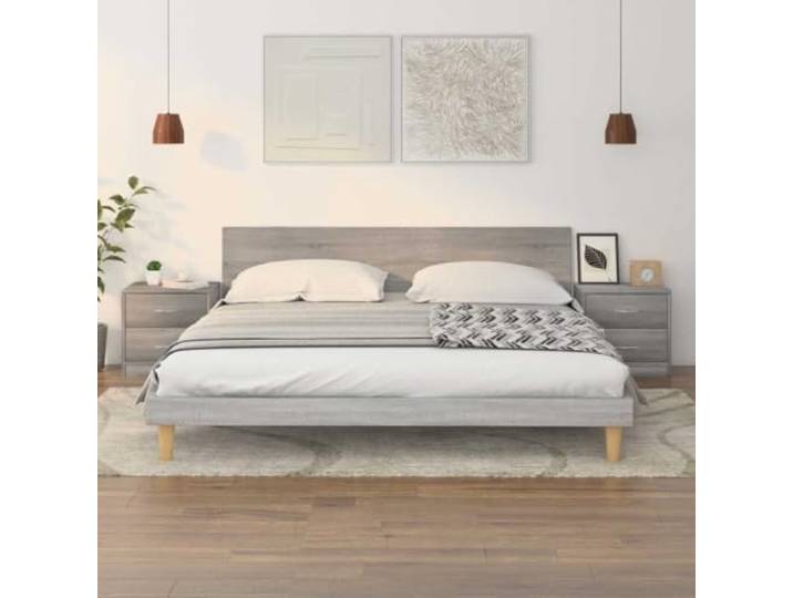 HEFZGDB Nachttische 2 STK. Grau Sonoma 40x30x40 cm Holzwerkstoff mit 2 Schubladen für Stauraum, Beistellschrank und Couchtisch, vielseitig einsetzbar mit feuchtigkeitsbeständiger