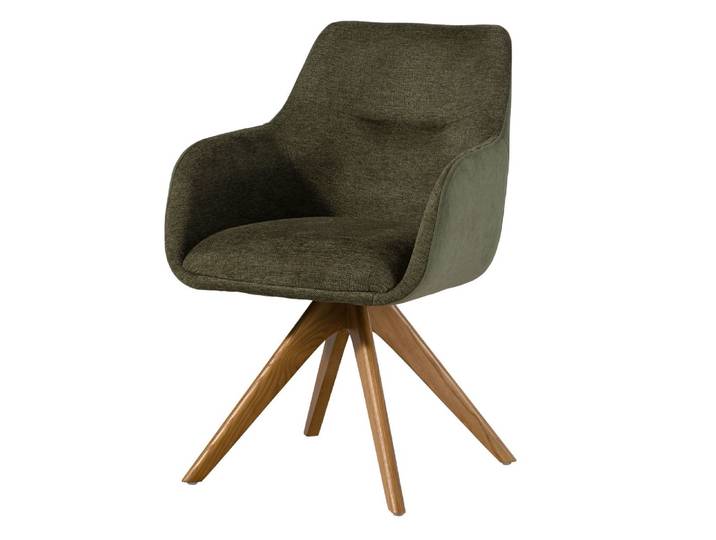 Polsterstuhl Eiche 60x61x86 Webstoff / Velours grün THEO #02