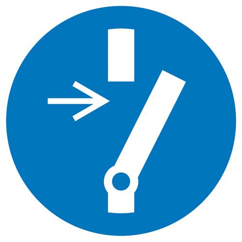 Gebotsschild Vor Wartung oder Reparatur freischalten Folie selbstklebend (Ø) 30mm ISO 7010 15St.