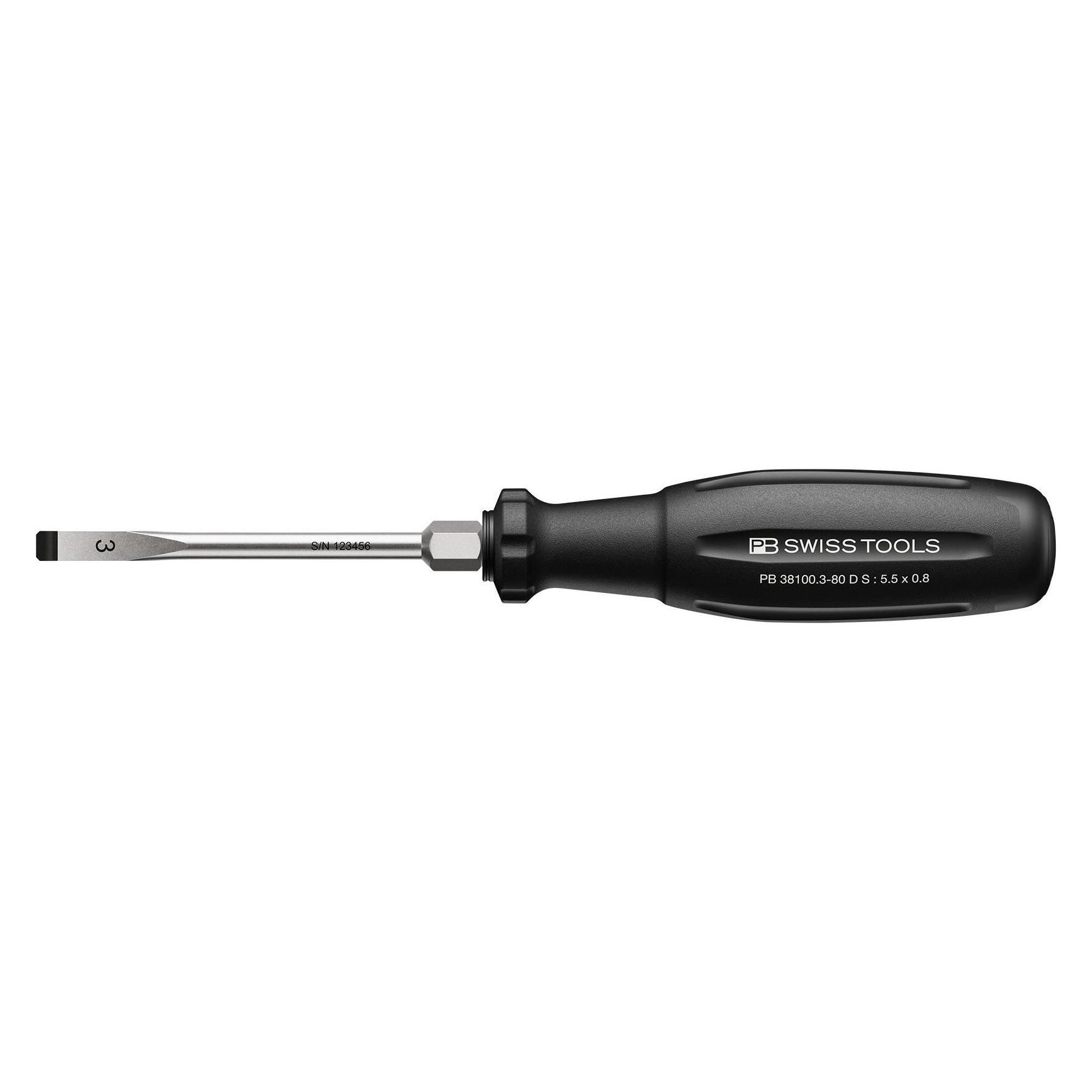 PB Swiss Tools Schlitz-Schraubenzieher PB 38100 SwissGrip Evo Gr. 3 80 mm D S (Schlitz) (PB 38100.3-80 D S-141254.3080)