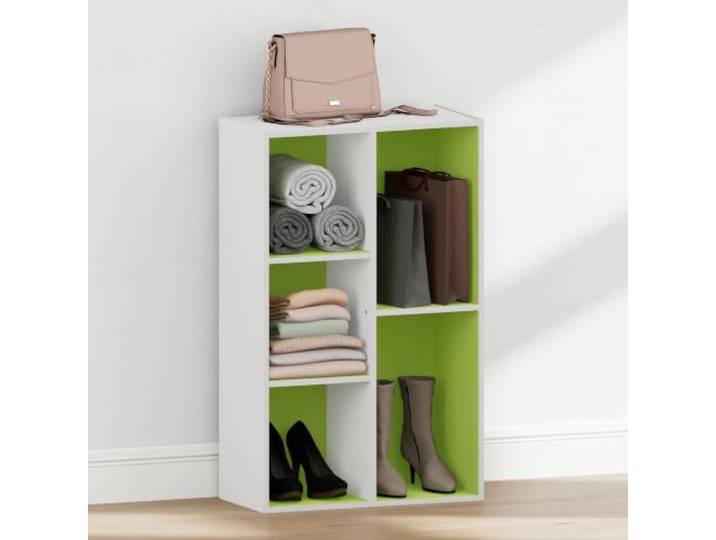 Furinno Reed Schrank-Organizer mit offenen Regalen, 5 Würfel, Grün 9,4 x 19,5 x 31,5 cm, wendbare Schrankaufbewahrung, Schrank-Organizer, für Kleiderschrank, Schlafzimmer, Wohnzimmer