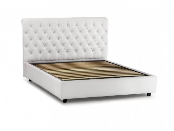 Lit double en similcuir blanc 160x190 cm