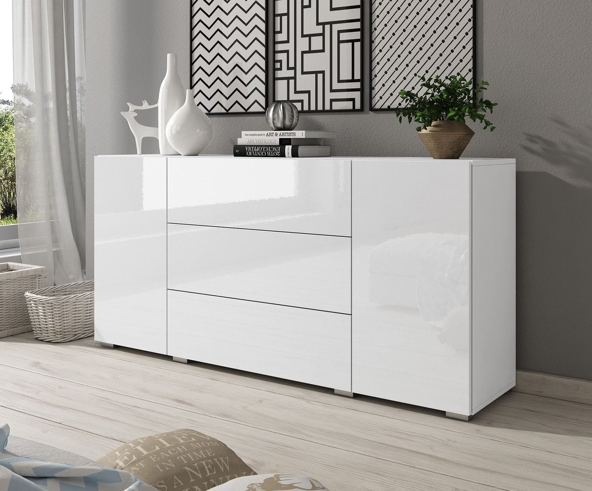 Meubella Dressoir Bonzo Wit - Breedte: 150 cm